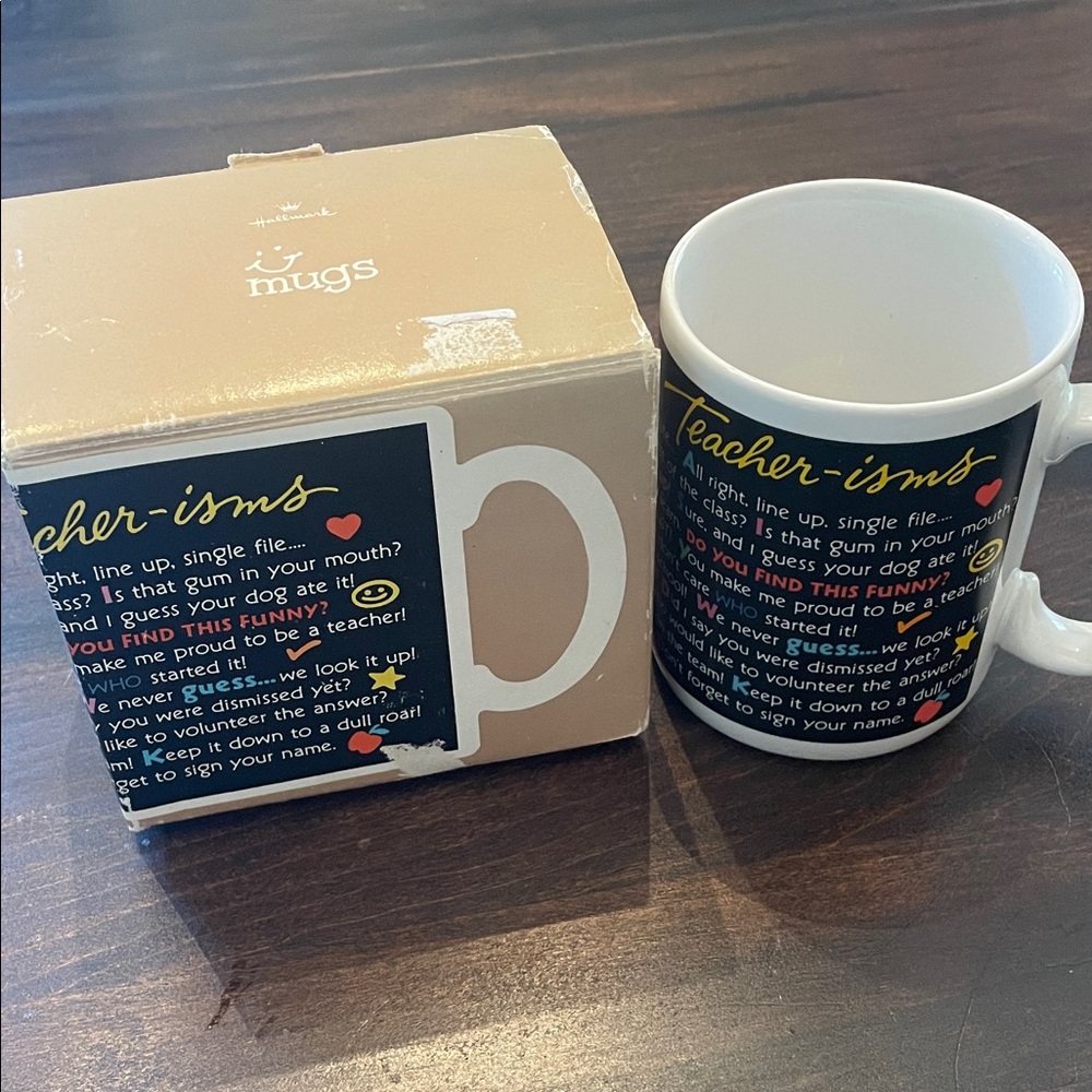 New in box Vintage 1988 Hallmark Teacher-isms Black and White Mug